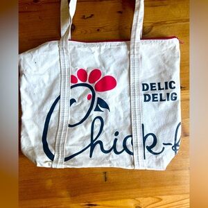 Chick Fil A Red Logo Canvas Beach Tote Bag